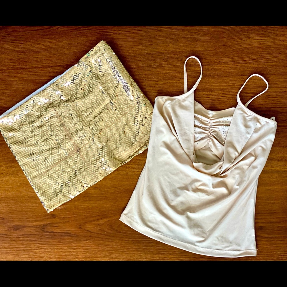 Sequin Tube Top & Beige Tank Top